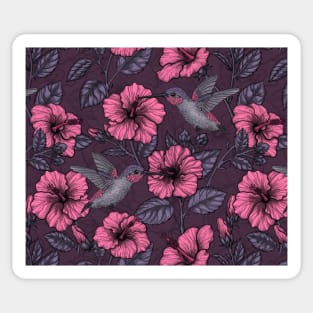 Night tropical garden pink and violet Sticker